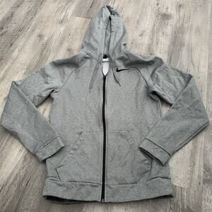 Nike Full-Zip Hoodie Mens Small Therma Essential Training Fleece Gray 868323-091